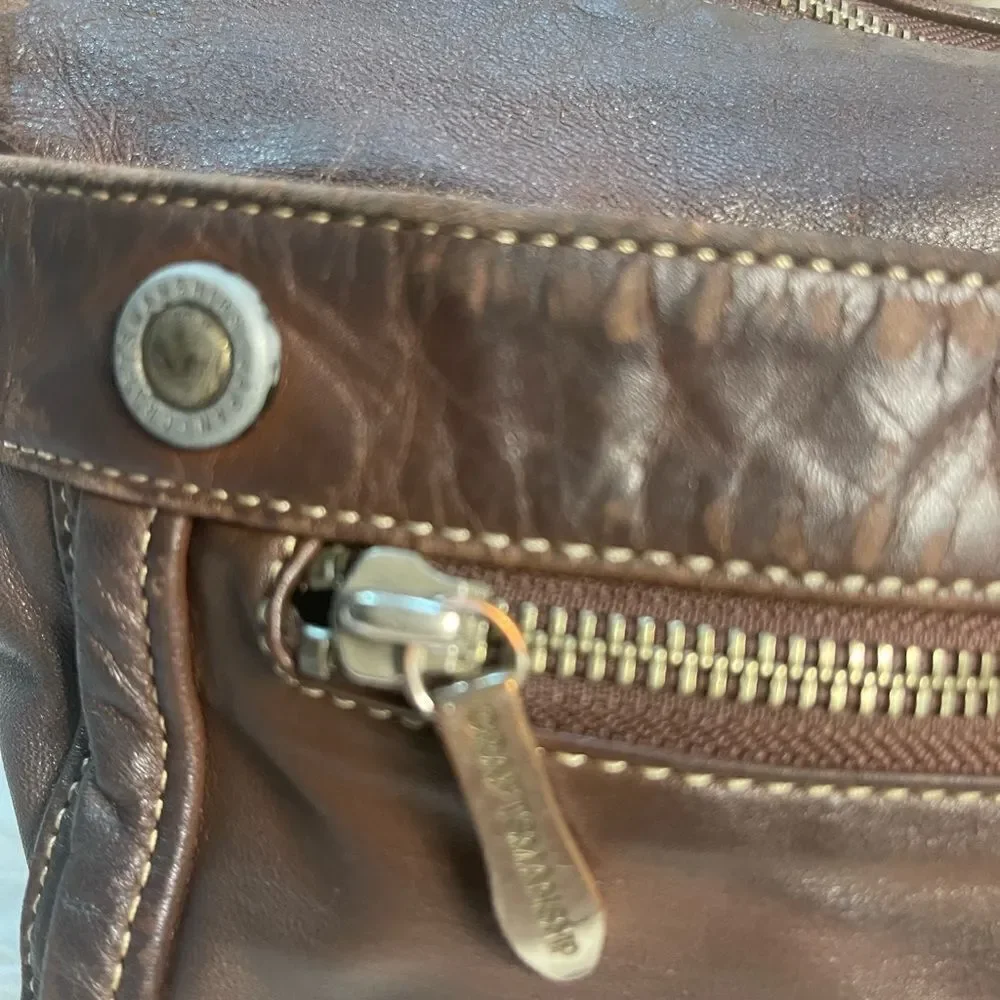 Vintage Toyooka Handmade craftsman made in Japan distressed Brown leather bag